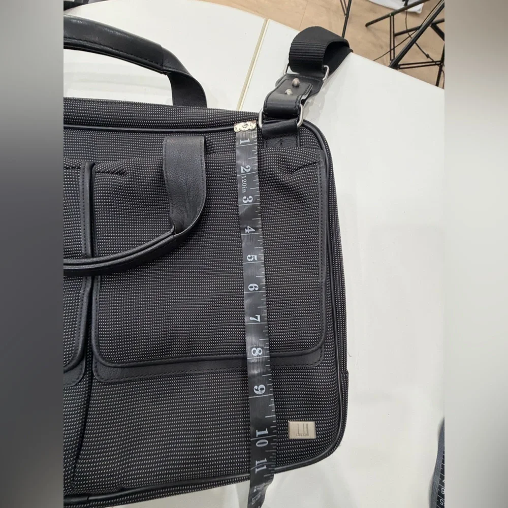 Vintage Dunhill Black Charcoal Briefcase Laptop Bag Leather Trim Strap